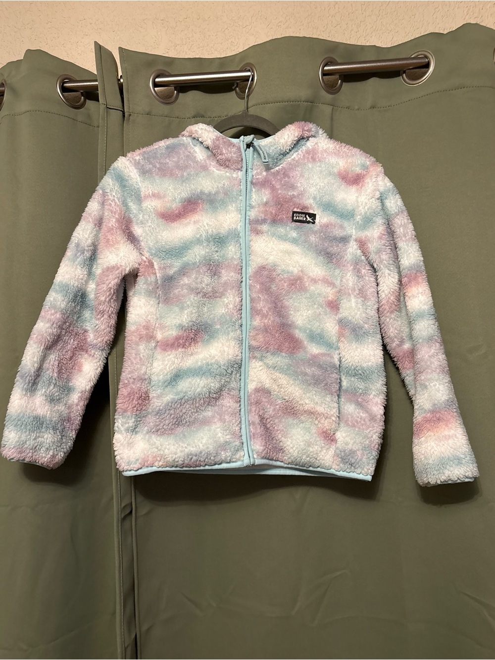 Kids Cozy Tie-Dye Fleece Zip Hoodie - Pastel Blue & Pink